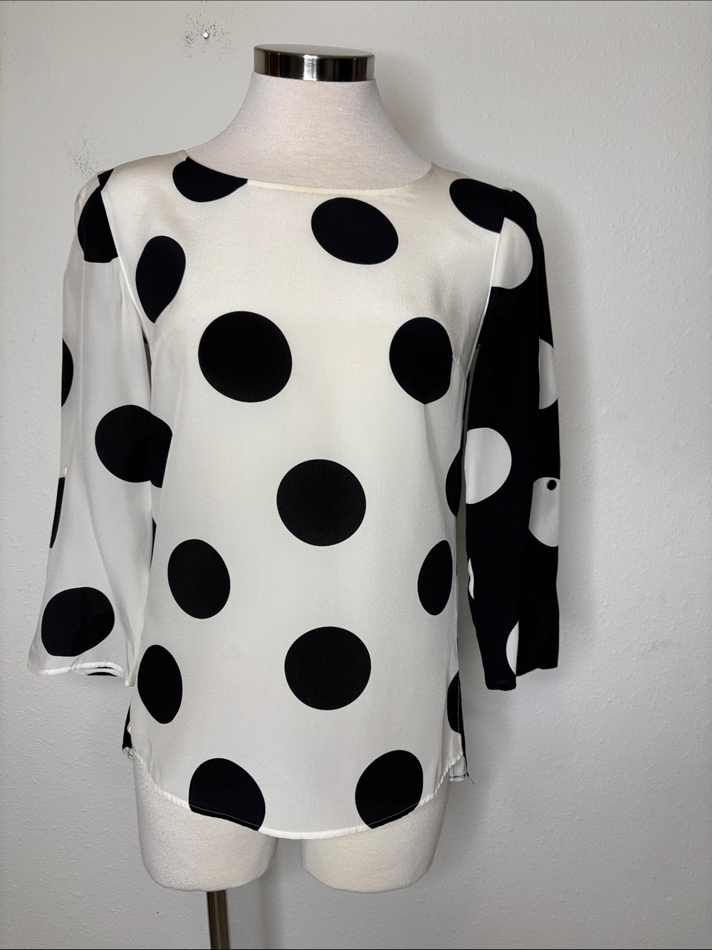 Akris Punto Black and White Polka Dot Blouse